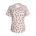 thumbnail image 5 of Zufioo Chili Print Women's Classic V-neck T-shirt, V-neck Short-sleeved Tops Home Wear, Suitable for Daily Life, Work, Outdoors-Small, 5 of 8