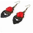 thumbnail image 4 of Vampire Earrings for Women Vintage Black Lace Red Rose Flower Dangle Earrings Gothic Punk Rhinestone Tassel Drop Earrings Halloween Party Jewelry Gift, 4 of 9