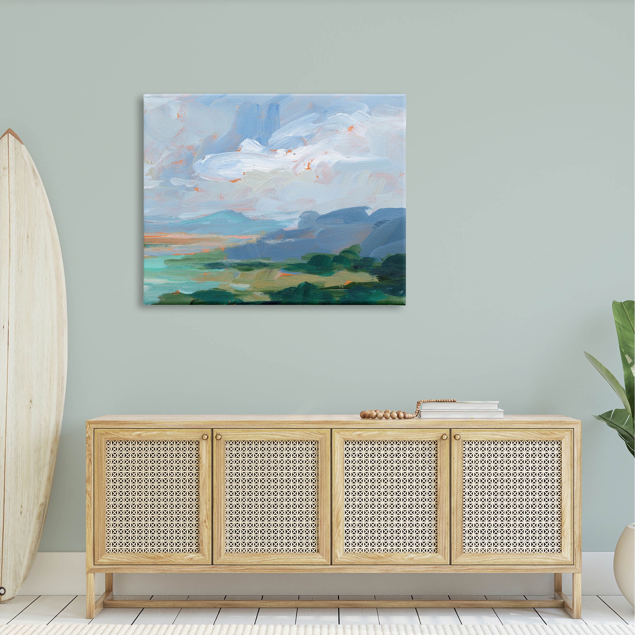 Ocean Cliffs Abstract Landscape Landscape Painting Gallery Wrapped Canvas Print Wall Art