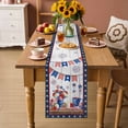 thumbnail image 2 of Independence Day Table Runner 72 Inches, American Flag Star Floral Gray Wood Bed Runner Dresser Scarves Tabletop for Indoor Outdoor Parties/Ceremony/Banquet, 16" x 72", 2 of 9