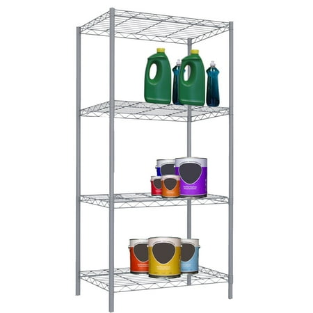 Home Basics 4-Tier Steel Wire Shelf, Grey