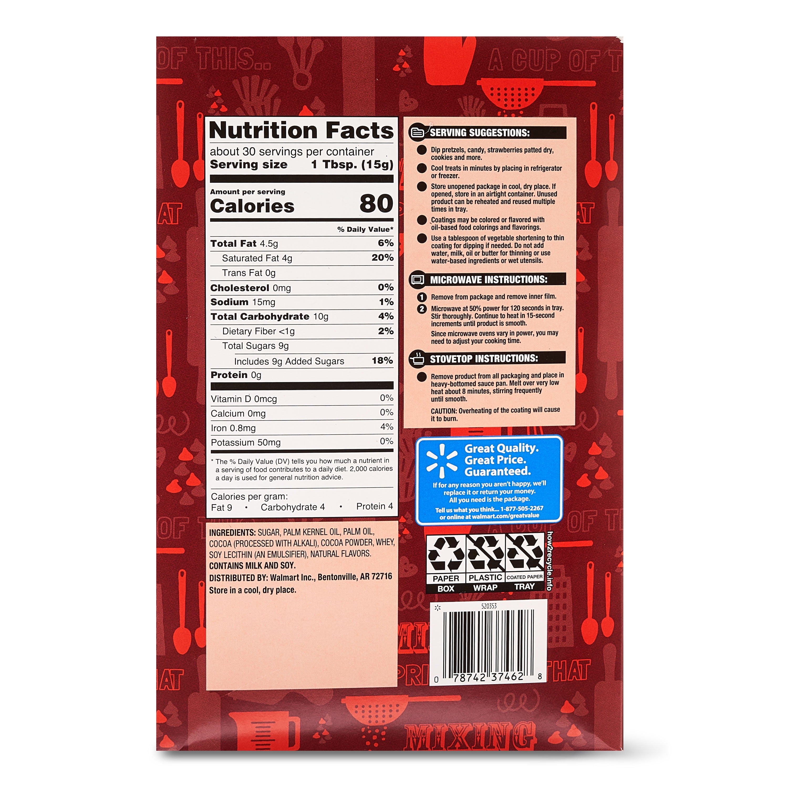 Great Value Dark Chocolate Flavored Candy Coating, 16 oz