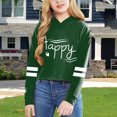 thumbnail image 4 of FAOWME Child Girls Long Sleeve Letters Solid Color Crop Sweatshirt Hoodie Pullover Tops For Kids Dark Green 8-9 Years, 4 of 4