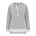 thumbnail image 5 of Women's Casual Sweatshirt Oversized Casual 1/2 Button Color Block Pullover Top Round Neck Long Sleeve Fall Trendy Shirts(Gray S), 5 of 7