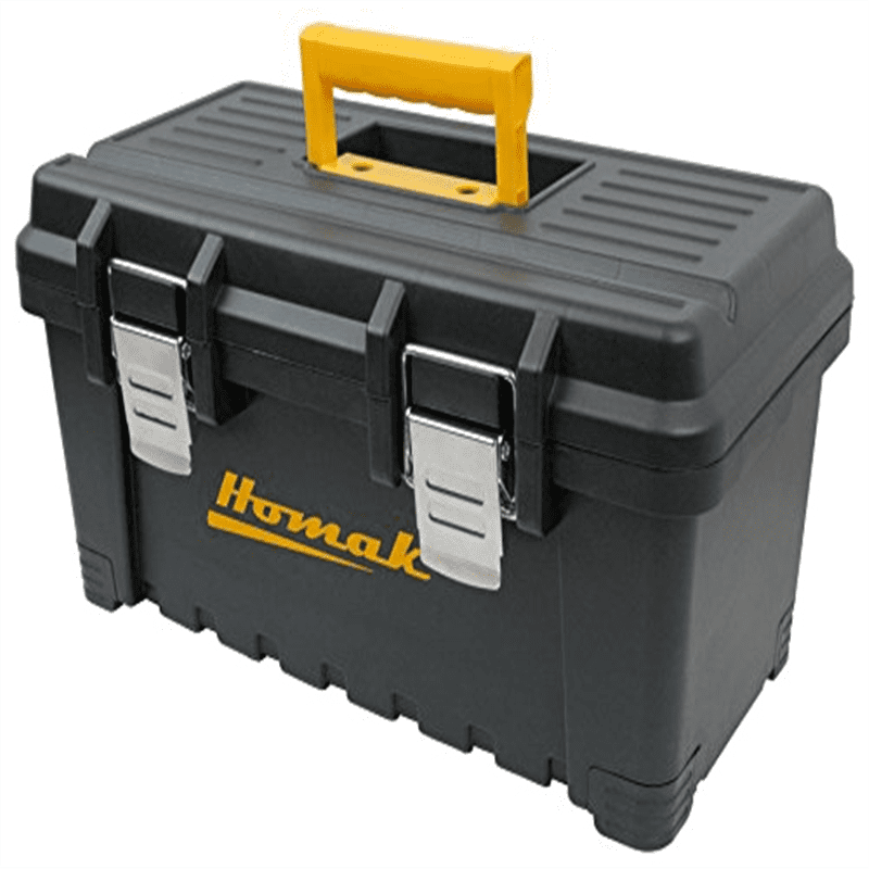 Homak BK00216001 Plastic Tool Box with Metal Latches, 16Inch, Black