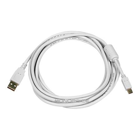 UPC: 0844660086352 | Monoprice USB 2.0 Cable – 10 Feet – White | USB Type-A to USB Mini-B 2.0 Cable – 5-Pin  28/24AWG  Gold Plated