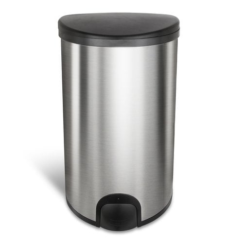 Nine Stars Toe Touch Automatic Trash Can, 13 Gallon Stainless Steel, Foot Sensor Hands-Free Soft-Close Lid Garbage Bin, Silver