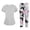 Gray #23, variant on Scrubs Set Short Sleeve V Neck Solid Medical Scrub Tops and Jogger Wide Leg Floral Pants, XL