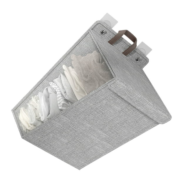 Billuyoard Almacenamiento fácil adhesivo plegable de la cesta de lavadero del paño y accesorio seguro a las paredes resistentes Almacenamiento y organización del hogar Gris 56*39*13cm