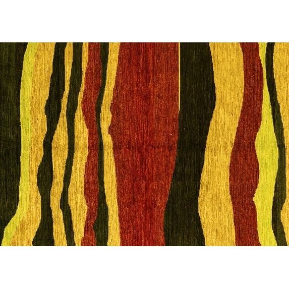 Ahgly Company Indoor Rectangle Abstract Yellow Modern Area Rugs, 8' x 12'