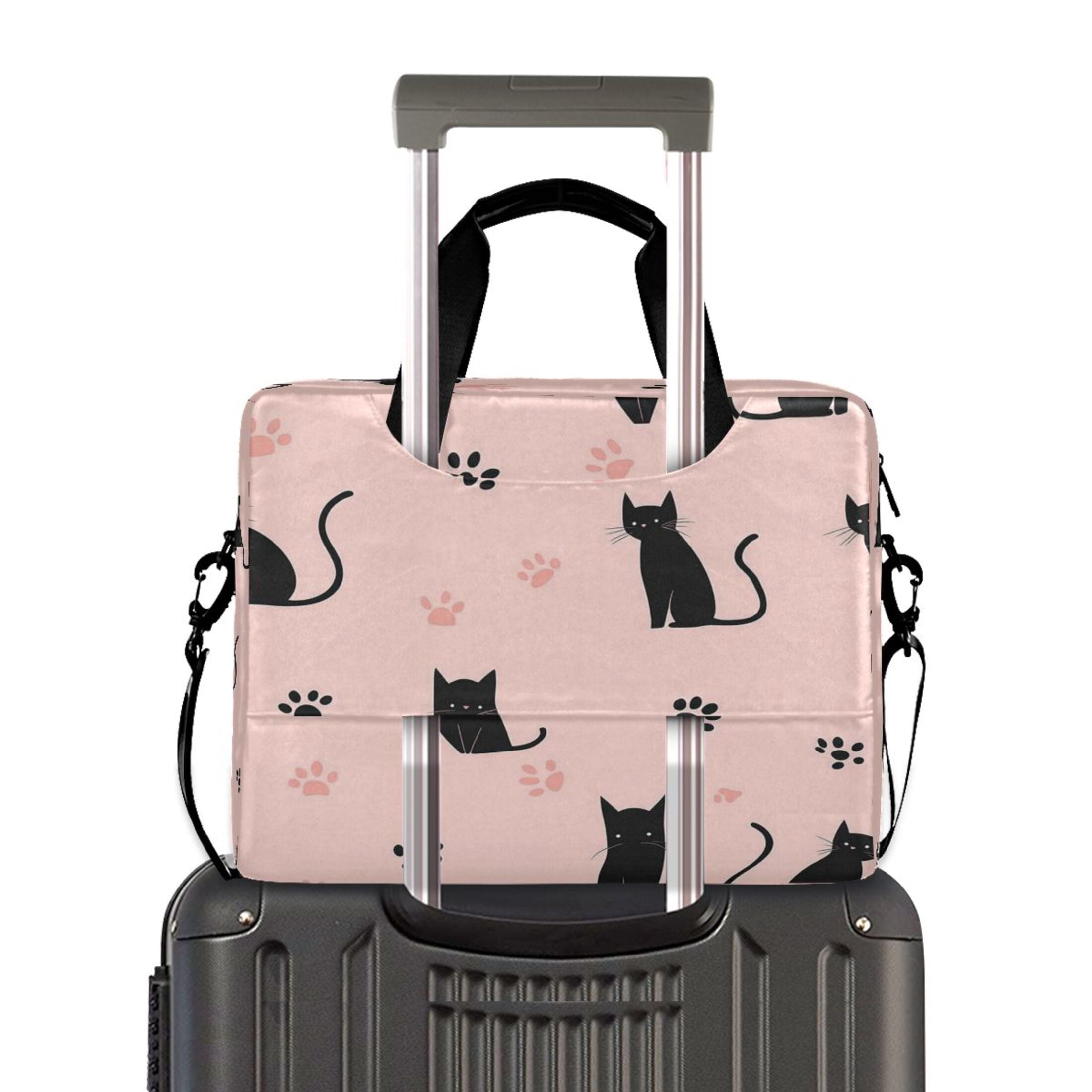 16" Laptop Tote Bag Laptop Sleeve Case Computer Briefcase for Work & Travel Black Cat and Cat's Paw