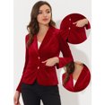 thumbnail image 2 of DARING DIVA Women's Notched Lapel Button Front Office Velvet Blazer XL Red, 2 of 6