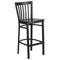 thumbnail image 2 of BizChair Black School House Back Metal Restaurant Barstool - Walnut Wood Seat, 2 of 7
