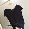 thumbnail image 2 of 3/4 Length Sleeve Womens Tops Round Neck Casual Tunic Tops Pleated Shirts Dressy, 2 of 7