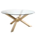 thumbnail image 1 of Heavenly Collection Glass Dining Table with Gold Stainless Base, 1 of 3