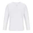 thumbnail image 3 of JUUYY Men's V Neck Waffle Knit Sweaters Long Sleeve Slim Fit Thermal Tops Casual Lightweight Muscle T Shirts Stretchy Solid color Undershirts White XL, 3 of 5