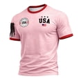 thumbnail image 2 of 250 Anniversary USA Shirt Mens Crewneck Pullover Tops Men's Tshirts Shirts Short Sleeve T Shirts America Crew Neck Tee USA 250th Anniversary Mens Tops Pink XXXXL, 2 of 5