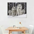 thumbnail image 3 of COMIO  Snow Wolf Canvas Wall Art - Wolf Family Sit on the Snowfield Painting Wild Animals Winter Forest Artwork Picture for Children Rooms Office Kitchen, 3 of 5