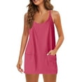 thumbnail image 1 of vestido de tenis para mujer vestido de entrenamiento con pantalones cortos sin mangas tirantes finos vestidos deportivos de golf sandía rojo / m, 1 of 6