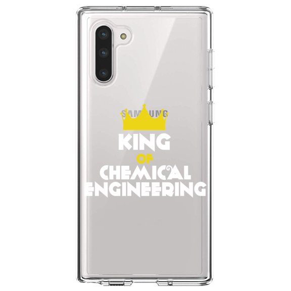 DistinctInk Clear Shockproof Hybrid Case for Samsung Galaxy Note 10 (6.3" Screen) - TPU Bumper Acrylic Back Tempered Glass Screen Protector - King of Chemical Engineering