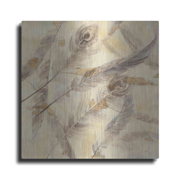 Luxe Metal Art 'Falling Feathers' by Albena Hristova, Metal Wall Art, 24"x24"
