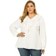 thumbnail image 1 of GRACE & GRANDEUR Women's Plus Size Tops V Neck Ruffle Boho Chiffon Blouse, 1 of 6