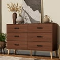 thumbnail image 2 of Winkalon Walnut Dresser,6 Drawer Double Dresser for Bedroom,47.2'' Wooden Storage Cabinet for Living Room, 2 of 7