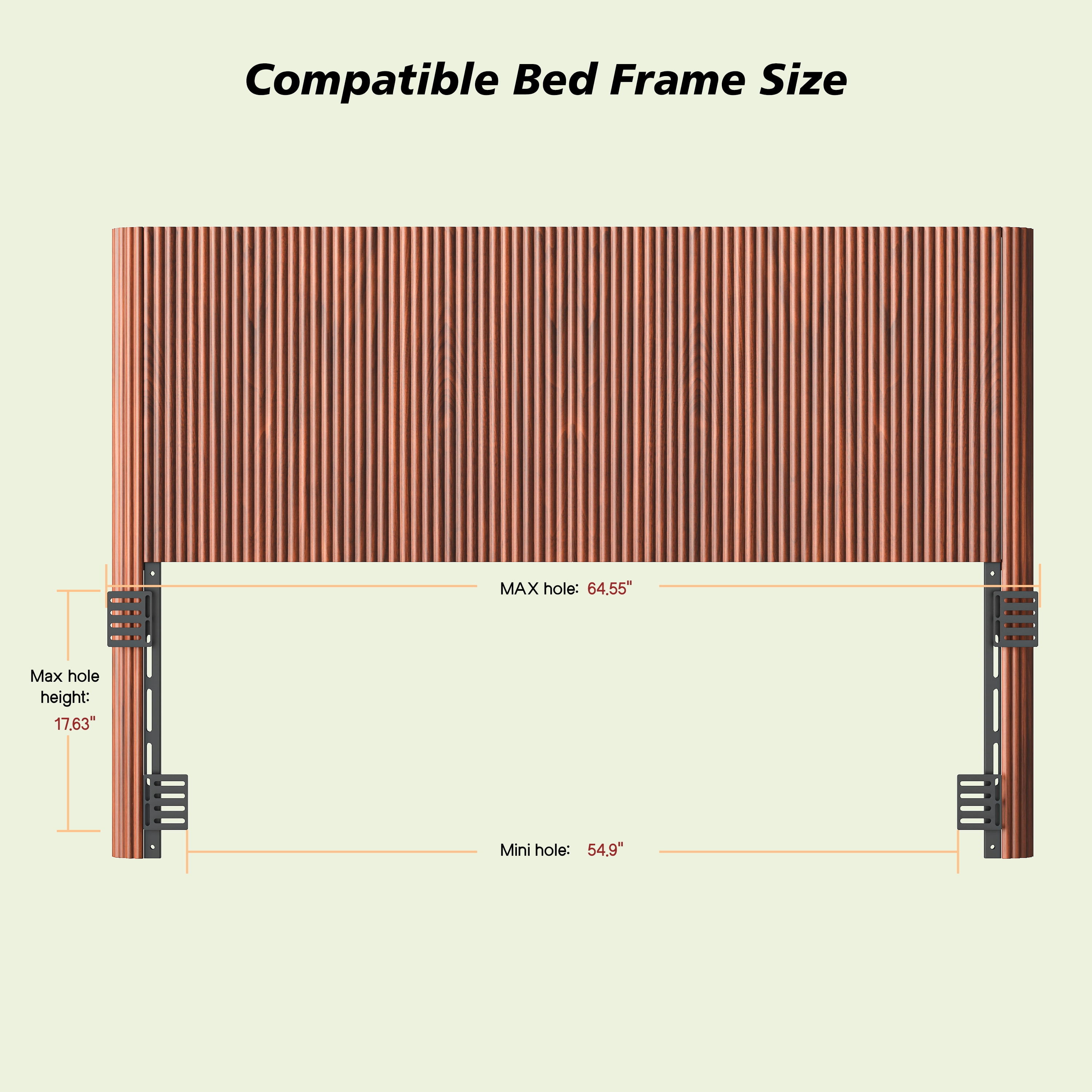 Modern Wooden Headboard with Arched Corrugated Design, Queen Size Vertical Grain Headboard for Bedroom, Walnut