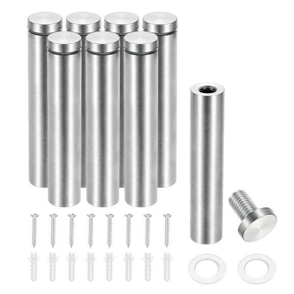 3/4" x 4" Standoff Screws, 8 Pack Stainless Steel Wall Mount Sign Standoffs Mounting Hardware Advertising Nail, Silver