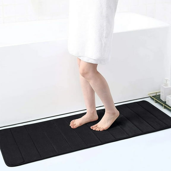 Soft and Absorbent Memory Foam Bath Mats 17" x 47",Black