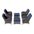 thumbnail image 4 of Meetleisure 6 Piece Wicker Patio Furniture Set, Rattan Chairs with Ottomans, High Back, Deep Seating, Wide Armrest, Thick Cushions for Deck Porch, Dark Blue, 4 of 9
