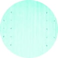 thumbnail image 1 of Ahgly Company Indoor Round Solid Turquoise Blue Modern Area Rugs, 5' Round, 1 of 4