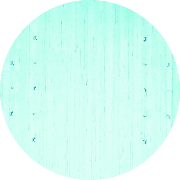 Ahgly Company Indoor Round Solid Turquoise Blue Modern Area Rugs, 5' Round