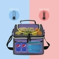 thumbnail image 2 of Tirrinia Insulated Lunch Box for Men Women, Leakproof Thermal Bento Lunch Bag Cooler Tote, Dual Compartment with Shoulder Strap, 10.3" x 7.5" x 8.6", Black & Purple, 2 of 7