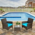 thumbnail image 2 of FDW Patio Furniture Sets 3 Pieces Wicker Bistro Set Outdoor ,Blue Cushion, 2 of 7