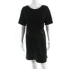 Pre-owned|Avec Les Filles Womens Short Sleeve Faux Leather Sheath Dress Black Size Large
