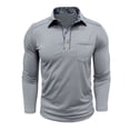 thumbnail image 2 of Yusimy Mens Spread Collar Long Sleeve Shirt Contrast Placket Button Pullover Classic Casual Golf Tennis Active Daily Wear, 2 of 6