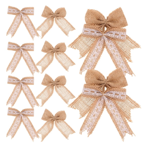 Homoyoyo Rustic Jute Bow Decorations for Christmas Wreaths and Indoor Holiday Decor, 12 Pieces Set