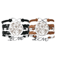 thumbnail image 1 of Pulsera de cuero pareja de cuerdas Shell patron escudo barroco León Unbranded M, 1 of 3