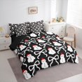 thumbnail image 3 of Manfei Christmas Snowman 7pcs Bedding Comforter Set,Kawaii Bow Queen Bedding Sets Super Cozy,Happy New Year Queen Sheet Sets,Ultra Soft Kawaii Home Decor,Reversible, 3 of 8