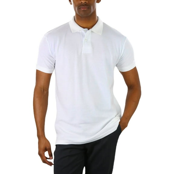 ToBeInStyle Men's Cotton Slim Fit Classic Polo T-Shirt - White - L