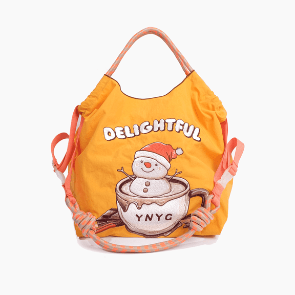 YNYG CityBag w/ Shoulder Strap - Marshmallow Snowman's Delight Embroidery Art - Orange - Essential Tote Bag