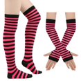 thumbnail image 2 of WJOSBXT 2026 Women's Striped Over Knee Thigh High Socks With Arm Warmer Fingerless Gloves Set for Halloween Christmas, 2 of 7