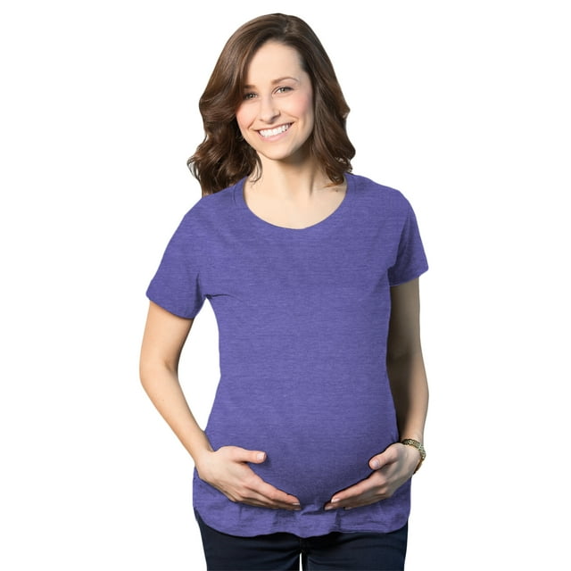 Comfortable 3 Pack Maternity Shirts Blank Pregnancy Shirts Plain Fitted Tees (Heather Purple) - M