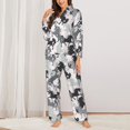 thumbnail image 2 of Pajamas for Women Sets, Modern Minimalist Cool Horse Lounge Sets Long Sleeve Button Down Night Shirts Sleepwear Pjs, 2 of 6