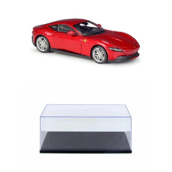 Diecast Car w/Display Case - Ferrari Roma, Red - Bburago 26029R - 1/24 scale Diecast Model Toy Car