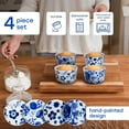 thumbnail image 2 of Maison Neuve 4pc Oven Safe Ramekin Set, 8 oz, Hand-Painted Blue and White Decorative Small Bowls, Ceramic Baking Dishes, Ramekins with Decal Artwork, 2 of 7