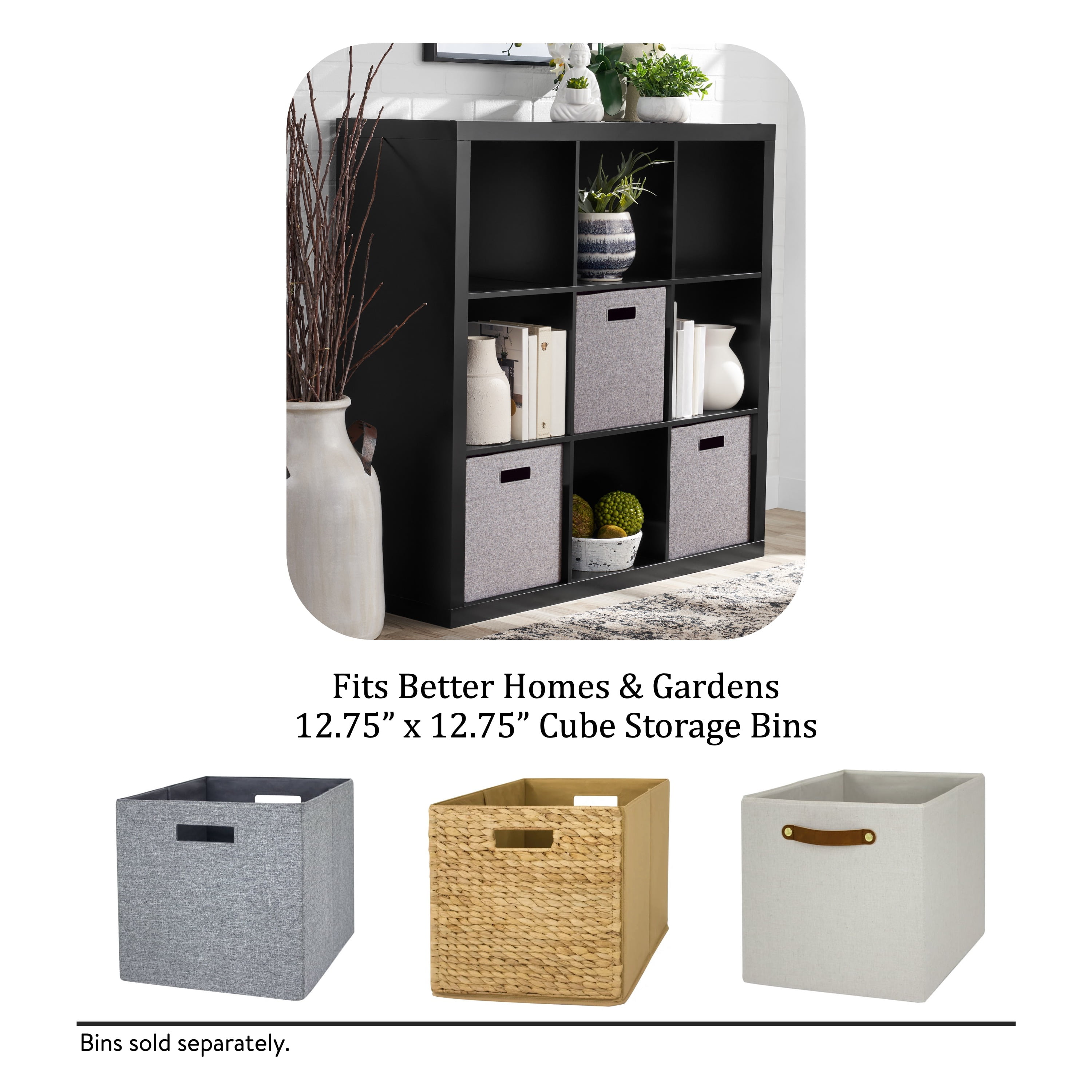 Better Homes & Gardens 9 Cube Storage Organizer, Solid Black
