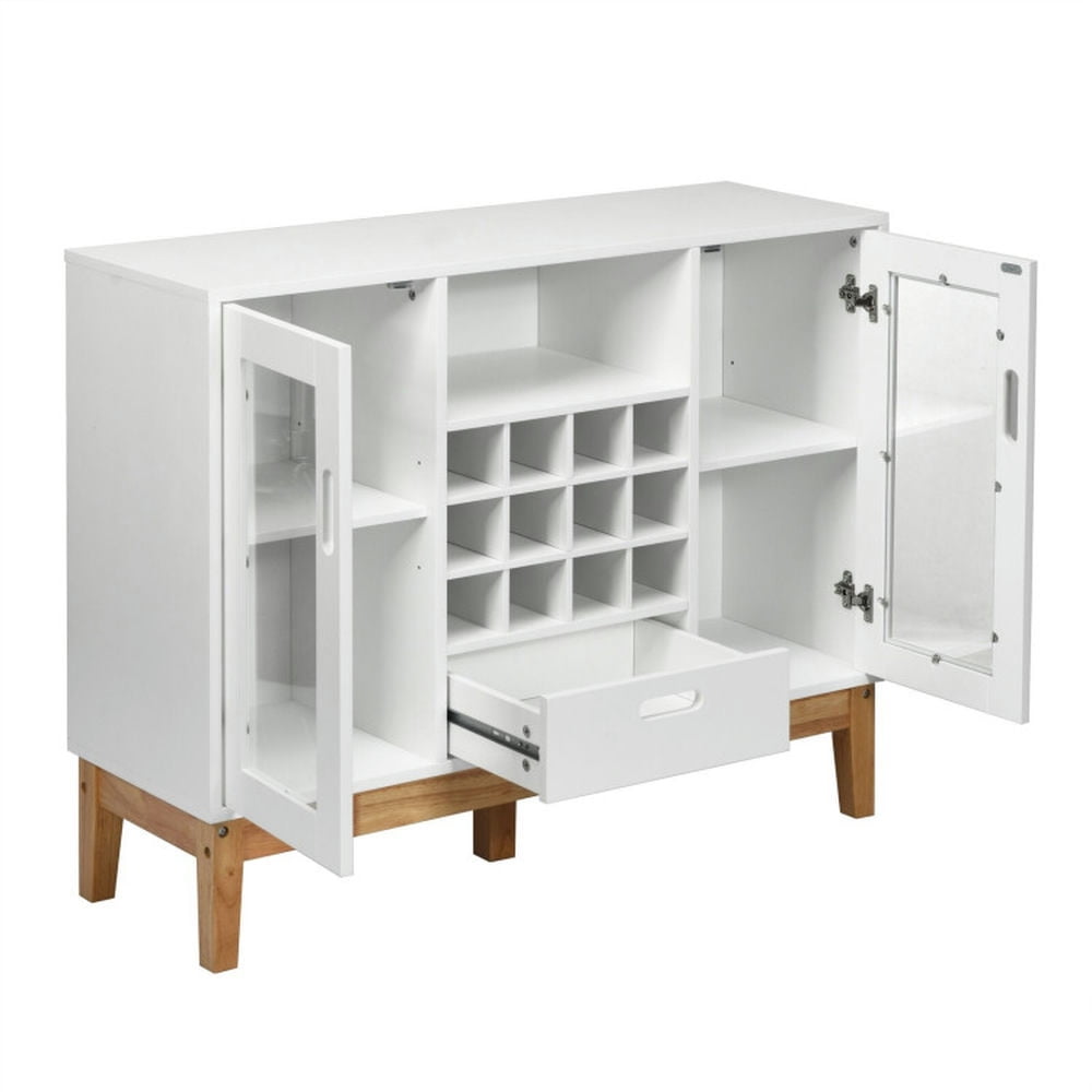 Finihen Kitchen Storage Cabinet, Buffet Sideboard, Wood Wine Storage Cabinet Sideboard Console Buffet Server, for Dining Room, Kitchen, Living Room, White Finihen Kitchen Storage Cabinet, Buffet Sideboard, Wood Wine Storage Cabinet Sideboard Console Buffet Server, for Dining Room, Kitchen, Living Room, White