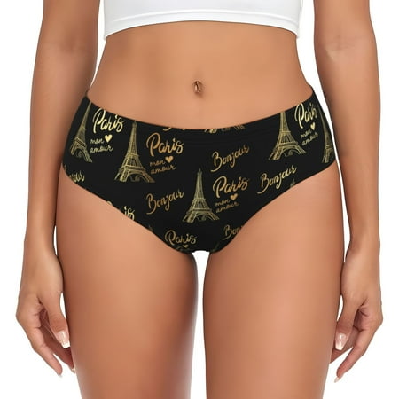 Naloa Eiffel Tower Womens No Show Cotton Underwear Mid-High Waisted Soft Ladies Panties Strech Breathable Briefs -4X-Large